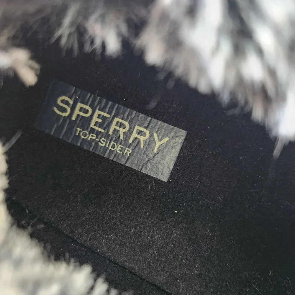Sperry Top Sider Saltwater 1-Eye Black Duck Boots Faux Fur Cozy Cabincore 9M - Picture 6 of 12
